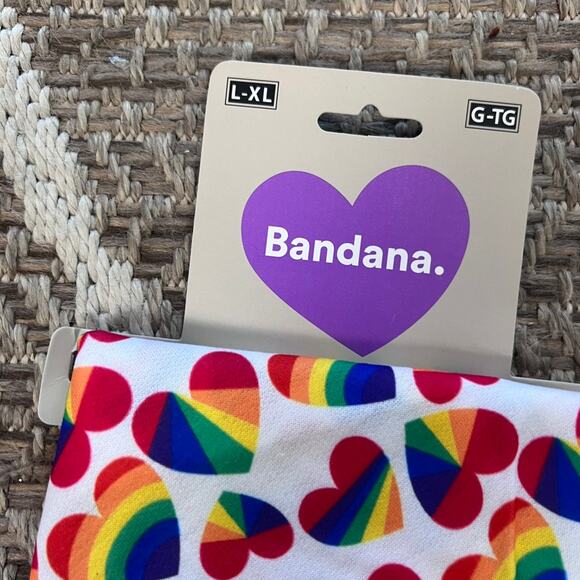 Dog Bandana Print: Rainbow hearts Sz L-XL - Picture 2 of 3